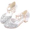 YOGLY Scarpe con Tacco Ragazza Ballerine Bambina Cerimonia Festa Lustrino Nozze Scarpe da Principessa Eleganti Danza Latina Bambini Tacco Sandali EU26-38