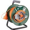 Electraline 49235 Prolunga Giardino con Avvolgicavo Spina e Presa Europea 2 Poli Adatta per Elettrodomestici da Giardinaggio, con Protezione, 40 m, Nero/Verde