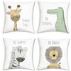 Bonhause Federe per Cuscini Bambini Animali 45x45cm Copricuscini Decorativi Giraffa Zebra Velluto Morbido Federa per Cuscino Bambini Letto Casa Decorazione Set di 4