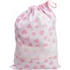 FILET - Sacchetto Porta Corredino con Chiusura a Coulisse da Ricamare, Realizzato in Cotone Piquet Millerighe Stampato, 100% Made in Italy, Fantasia Cuori Rosa