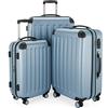 HAUPTSTADTKOFFER - SPREE - Set di 3 valigie, Valigie rigide, Trolley con 4 doppie ruote, Bagaglio da viaggio opaco, Set da viaggio, TSA, (S, M e L), Piscina blu