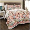 Lush Decor Quilt Trapunta Clara, Cotone, Turchese e Mandarino, King