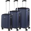 ITACA - Set valigie - Set Valigie Rigide Offerte. Valigia Grande Rigida, Valigia Media Rigida e Bagaglio a Mano. Set di Valigie con Lucchetto Combinazione TSA, Marino