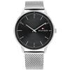 Tommy Hilfiger Orologio Analogico al Quarzo da Uomo con Cinturino in Maglia Metallica in Acciaio Inossidabile Argentato - 1791842