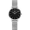 SHENGKE SK - Orologio da donna ultra sottile minialista, con cinturino in pelle, con due mani (Silver-Mesh)