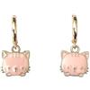 ASTER ALHELÍ Orecchini Dorati Donna Gatto - Cerchi Piccoli Placcati Oro - Ciondolo Gattini Bianco o Rosa Giovanili - Regalo Originale Donna Bambina - ASTER ALHELÍ (Rosa)