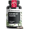 natural elements Estratto di Acerola con vitamina C - ad alto dosaggio, vegano - 180 capsule per 6 mesi - 165 mg di vitamina C da estratto di Acerola per capsula - senza additivi indesiderati