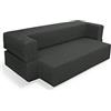 EVERGREENWEB MATERASSI & BEDS EVERGREENWEB Divano Letto 2 Posti Rivestimento Sfoderabile e Lavabile Idrorepellente, Ottimo Comfort di Seduta, Divano Design Trasformabile in comodo materasso Matrimoniale Antracite | Tetris