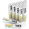 EBL 1.2V AAA Batterie Ricaricabili ad Alta Capacità da 1100mAh Ni-MH,1200 Tech con Auto-Scarica Bassa,Confezione da 16 pezzi