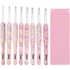 Cosysparks Set di Uncinetti, 8 Pezzi Ferri Con Impugnatura in Plastica - Kit per Principianti, Strumenti Ergonomici per Maglieria per Adulti Con Custodia (Rosa)