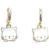 ASTER ALHELÍ Orecchini Dorati Donna Gatto - Cerchi Piccoli Placcati Oro - Ciondolo Gattini Bianco o Rosa Giovanili - Regalo Originale Donna Bambina - ASTER ALHELÍ (Bianco)