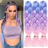 PORSMEER Extension parrucche accessori Treccie Africane Extension 24, 3 pezzi Ombre Kanekalon Jumbo Treccia Capelli treccia di scatola Per Crochet Twist Intrecciare I Capelli Blu/viola chiaro/rosa