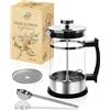 Pro@Home43 Caffettiera French Press 0,6L per 4 tazze (anche 0,35L), pressa per caffè in vetro, macchina per tè e caffè, incl. cucchiaino in acciaio inox e confezione regalo