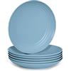 PracticDomus Set di 6 pezzi di stoviglie classiche in plastica rigida riutilizzabile e irreprensibile per feste ed eventi, blu (lani 16 cm)
