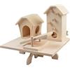 duvoplus, Juguete de Madera Zona de Juego con 2 Casas de 23 x 20 x 22 cm, de Madera de Calidad, estimula El Instinto Natural de roer Horas de diversión para Jugar y Escalar, para pequeños roedores