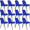 OFITURIA Silla de Oficina Sin Ruedas, Silla Confidente de Plástico con Estructura Metálica, Silla para Sala de Espera, Recepción, Reuniones, Conferencias, etc (12 Sillas, Azul)