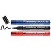 edding 2000 C Marcatore Permanente, Nero, Blu, Rosso, Blister 3Pz, Punta Tonda, Asciugatura Rapida, Impermeabile, per Cartone, Plastica, Legno, Metallo, Vetro