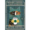 CREATCABIN Cat Coffee Sign Vintage Funny Metal Targa in Metallo Decorazione Parete retrò Art Poster Dipinti per Casa Cucina Bagno Camera Letto Cafe Bar Decorazioni Pub 30x20cm
