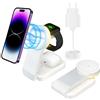 Tigratigro Caricatore Wireless per iPhone con Mag-Safe, 3 in 1 Ricarica Rapida Stazione Magnetica Pieghevole portatile Charger per iPhone 12/13/14/15/16, AirPods 2/3/4/Pro, Apple Watch-Bianco