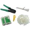 Buynew-5 in 1 tester per cavi + pinza crimpatrice + spellafili + 100 connettori Cat5 Rj45 e Cat5e + 50 fascette per cavi da 20,3 cm kit di strumenti di rete