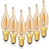 Century Light C22TG Lampadina a LED a bassa potenza E14 SES , a forma di candelabro vintage, a candelabro da 0,7W, equivalente a 7W, ultra calda, 2200K, per lampadari di sale, luci decorative, confezione da 6