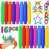 Shengbangym Mini Pop Tubes, 16 pezzi Giocattoli Sensoriali Colorati con Tubo Estensibile, Adatto a Bambini, Ragazzi e Adulti per Alleviare lo Stress e l'Ansia