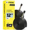 Alphatrail Camera d'aria Bicicletta Rick 12 Pollici AV Schrader Valvola 2x Set con Garanzia di Mobilità I Copertoni Compatibili Michelin, Continental, Conti, Schwalbe, Maxxis & Kenda