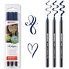 edding 1255 Pennarello punta calligrafica; Set 3 pz.; Colore blu acciaio; Tratti 2,0 mm, 3,5 mm, 0,5 mm