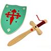 AnticaPorta Spada Templare in legno + Scudo Verde medievale impugnabile