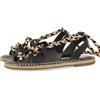 GIOSEPPO Sandali in Pelle di Tipo Espadrilles con Corde Intrecciate per Donna bani, Nero, 37 EU