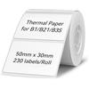 NIIMBOT Nastro per etichettatrice, 50 x 30 mm, impermeabile, per spedizione, etichettatura, con autoadesivo, per stampante NIIMBOT B1/B21/B3S, confezione da 230, bianco