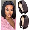 Vanmast Human Hair Lace Front Wig 12 Inch Parrucca Capelli Umani Short Bob Wig 4x4 Middle Part Lace Closure Wig 180% Density Brazilian Virgin Human Hair Straight Bob lace Frontal Wigs For Women