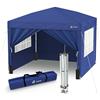 VOUNOT Gazebo 3x3m Pieghevole con 4 Parti Laterali, Gazebo da Giardino Tenda Padiglione Pop up con 4 Sacchi di Sabbia di Peso e Sacca di Trasporto, Colore Blu