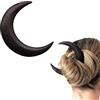 Pelinuar Hand Carved Crescent Moon Hair Fork For Women , Wooden Moon Barrettes ,Vintage Crescent Moon Hair Stick Moon Barrette Women'S , Wooden Hair Comb Thick Hair Styling Tool Accessories (L, Black)