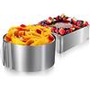 FOGARI Set di Anelli per Torte Regolabili, rettangolari (Lunghezza Regolabile 15 - 28 cm) e Rotondo (Diametro Regolabile 16 - 30 cm), Set di Anelli per Torta in Acciaio Inox, per cuocere e Decorare