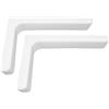 AERZETIX - C57891 - Set di 2 Supporti staffe consolle per mensole ad angolo retto 180x115x35mm - per fissaggio a parete - in acciaio - con tappi in plastica bianco
