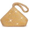 ele ELEOPTION J&G - borsa a mano, a triangolo, con strass, pochette da sera, festa di nozze, colore: gold