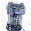 nnepia Giacca di jeans per cani con guinzaglio con anello a D, per passeggiate in denim, pettorina con risvolto, gilet da cowboy, abbigliamento per cani di taglia piccola e media (blu, M)
