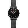 SHENGKE SK - Orologio da donna ultra sottile minialista, con cinturino in pelle, con due mani (Black-Mesh)