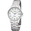 Regent Orologio da uomo con cinturino in acciaio inox, diametro 36 mm, al quarzo, 10 ATM, numeri arabi, vetro zaffiro, data, bianco,