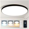CANMEIJIA Plafoniera LED a Soffitto Moderna Camera da letto, Bagno, Dimmerabile 24W, Lampadario Moderno con Telecomando, 3000-6500K, IP44
