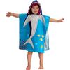 Theonoi Poncho da bagno per bambini, con cappuccio/accappatoio, asciugamano da doccia, telo da bagno, con cappuccio, per ragazzi e ragazze, 100% cotone (squalo)