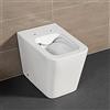 Inbagno WC filo muro a terra con sistema di scarico Rimless, design squadrato in ceramica bianca serie Malaga
