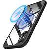 TENDLIN Magnetica Cover per iPhone X/iPhone XS [Compatibile con MagSafe] Trasparente Rigida PC Retro Custodia Protezione Paraurti in TPU Morbido Antiurto Sottile Protettiva Custodia - Nero