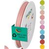 Halbach Seidenbänder Nastro per regali, larghezza 10 mm, lunghezza 25 m, prodotto in Germania, nastri regalo in diversi colori e larghezze, perfetto per confezionare e decorare, colore: rosa