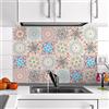 Ambiance Sticker Adesivi Autoadesivi, Decorazioni Murali, Adesivi per Piastrelle per Bagno e Cucina Ornements Florales - 24 Piastrelle Adesive 15 x 15 cm