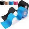 HONYAO Nastro Kinesiologico 2 Rotolo, Kinesio Tape 5cm x 5m, Cerotto Kinesiologico per Ginocchio, Spalla e Gomito, Fisioterapiche Impermeabil Traspiranti, Taping Kinesiologico Blu Nero