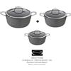 BALLARINI Set di 3 Pentole, 3 Pezzi, con 3 Coperchi, Rivestimento  Antiaderente, Alluminio/Impugnature in Plastica, Click & Cook, Nero :  : Casa e cucina