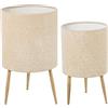DRW Set di 2 vasi rotondi in metallo con gambe bianche e dorate, 30 x 30 x 50 cm