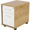 Rocada | Cassettiera ufficio con ruote | 40 x 59,5 x 58 cm | Cassettiera in legno con serratura | Mobile ausiliario per ufficio con 2 cassetti | Colore rovere/bianco